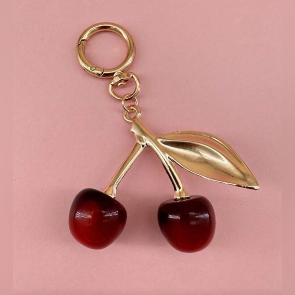 Gold and Red Cherry Keychain S1045 - Picture 1 of 3